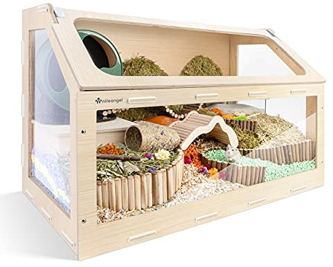 Niteangel Vista Hamsterkäfig mit schräger Öffnung - MDF Aspen Kleintierkäfig für syrische Zwerghamster, Degus, Mäuse oder ähnlich große Haustiere