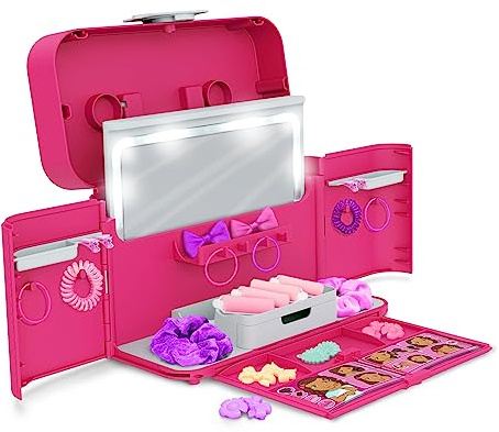 Casdon Ultimate Styling Case. Faltbarer Haar-Styling- und Zubehör-Koffer mit beleuchtetem Spiegel, Style-Buch und Haar-Accessoires. Spielset für Kinder ab 3 Jahren