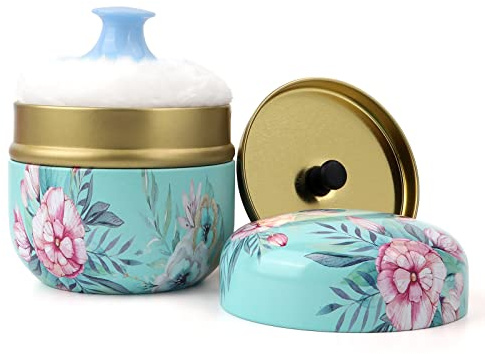 LIONVISON Babypuder Dose mit Puderquaste Aufbewahrungsbehälter Grün | Wiederverwendbare Puderdose mit Weicher Quaste - Geeignet für Kosmetik und Reisen