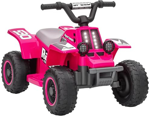 AIYAPLAY Kinder Elektro-Quad Elektro Kinderquad mit Vorwärts-und Rückwärtsfunktion, LED und Hupe Elektroauto für 1,5-3 Jahre Kinder 3 km/h Metall Rosa