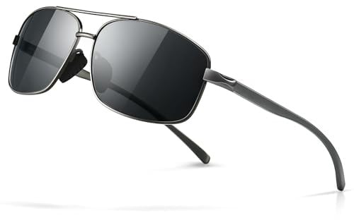 SUNGAIT Ultraleichte Rechteckig Sonnenbrille Herren Polarisierte UV400-Schutz CAT 3 SGT458 QKHUK