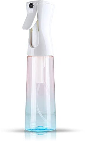 TANSHINE Sprühflasche Feiner Sprühnebel 300 ml Blau-Rosa | PET BPA-frei, 0,3 mm Düse, 360° Sprühnebel, Desinfektion, Vakuumpumpe, ca. 3s Dauerstrahl, Haarpflege Pflanzen Reinigung