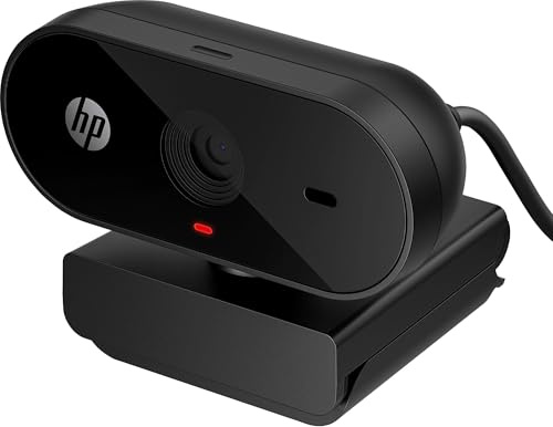 HP - PC 320 All-in-One-Webcam (USB-A, 1080p/Full HD Auflösung, 360° schwenkbar, 66°-Weitwinkel, Belichtungskorrektur, Autofokus) Schwarz mit integriertem Mikrofon