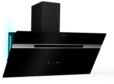 Klarstein Alina 90 Dunstabzugshaube - 615 m³/h, Touchpanel, LED-Hintergrundbeleuchtung, Energieklasse A, Leise 63 dB, Abzugshaube Küche, 90 cm, Schwarz