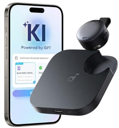 soundcore Work von Anker, tragbarer KI Sprachrekorder, 8 GB | KI-Notiztaker, KI-Transkription & Zusammenfassung, Meeting-übergreifende Zusammenfassung, Datenschutz, USB-C