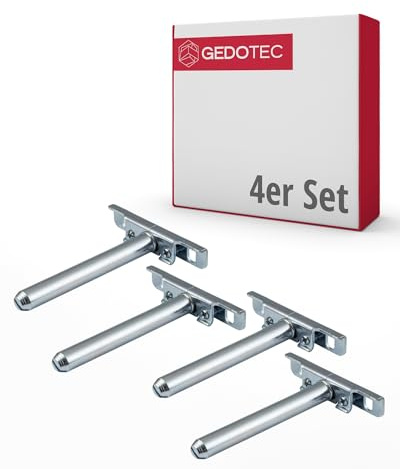 Gedotec Tablarträger Regal-Halterung verstellbar | 4 Stück Regalhalterung unsichtbar | SUPPORT | Regal-Bodenträger aus Eisen verzinkt - Regalträger | Fachboden-Träger für Wand-Montage