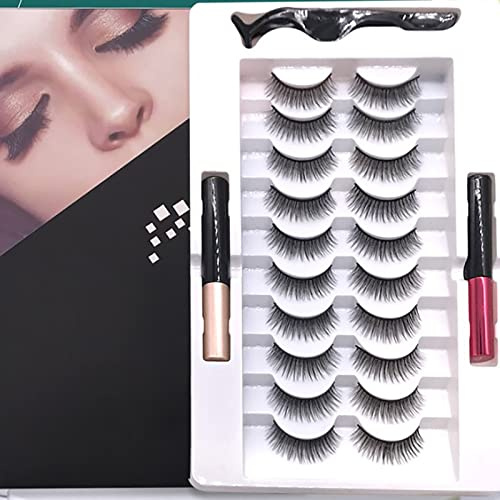 10 Paar Leichte Magnetische Wimpern Set Weiche Falsche Wimpern mit Applikator für Charme Augen Geeignet für Dating-Arbeit oder Party