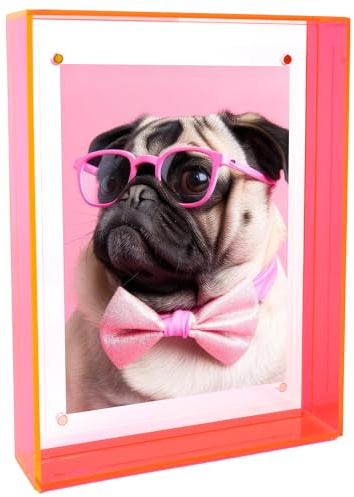 Ligtmor Acryl-Fotorahmen, geeignet für 11 x 16 cm, 4 x 6,Desktop- oder Wandmontage, dekorativer Tischrahmen, Desktop-Fotorahmen für das Home Office (Neonpink)