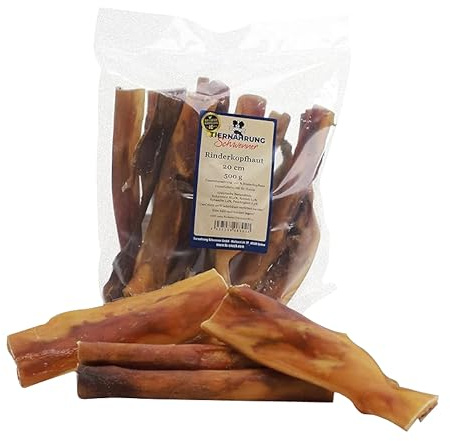 Tiernahrung Schwenner - Rinderkopfhaut für Hunde getrocknet – Dog Snacks – Hunde Zahnpflege – 500g 20cm