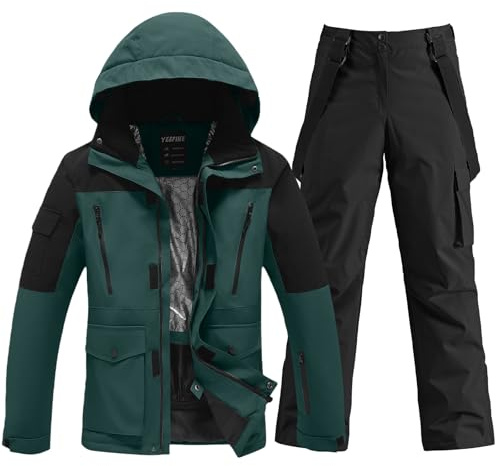 HOTIAN Herren Ski Jacke und Hosen Set Herren Schneeanzug Winter Warme schneeanzug Wasserdicht Winddicht skibekleidung Snowboard Set