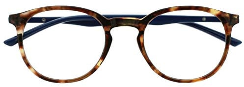 OPULIZE MET Blaulichtfilter Lesebrille für Damen Herren - Runder Brille - Blendfreie UV400-Schutz - Federscharniere - Anti-Müdigkeit - Braun Schildpatt +0.00