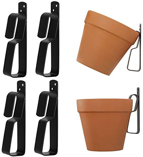 ChasBete Tontöpfe Aufhänger, Schwerlast Wandhalterung Blumentopf, 4PCS | Terracotta Blumentopf Clip, Pflanzen Wandhalterung, metall, verborgen, für hängend 10-23cm Tontöpfe