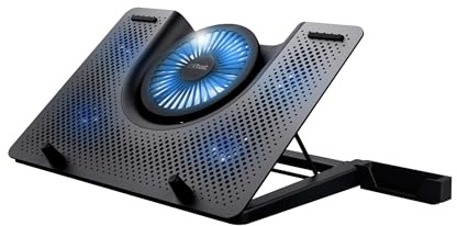 Trust Gaming Laptop Kühler GXT 1125 Quno Cooling Pad, Cooler Ständer, LED-Beleuchtung, 5 Lüftern, Verhindert Überhitzung, für Laptops/Notebooks/Macbooks bis 17,3 Zoll