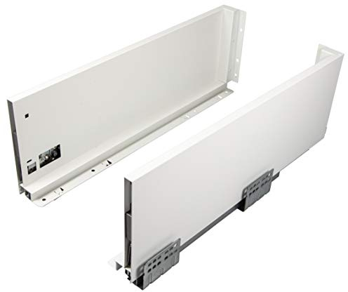 Gedotec Schubladenschienen Vollauszug 400 mm Schubkasten-System mit Dämpfung - SOFT | Zargenhöhe 120 mm | Schubladensystem BOX weiß | Schubladen-Komplett-Set | 1 Paar - Auszüge für Küchen-Schublade