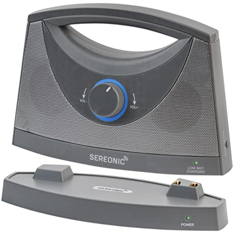 SEREONIC Tragbarer Kabelloser TV Sprachverstärker – Hörverstärker Fernseher für Senioren – Sprachverstärker kabellos mit 30m Reichweite – TV Lautsprecher für Senioren – Ideal für besseres Hören