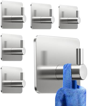 KollyKolla Handtuchhalter Ohne Bohren 6 Stück, Hochwertige Haken Selbstklebend Edelstahl Matt, Klebehaken Badezimmer, Klebehaken Extra Stark, Ideal für Kleiderhaken Wand Towel Holder Badezimmer Set