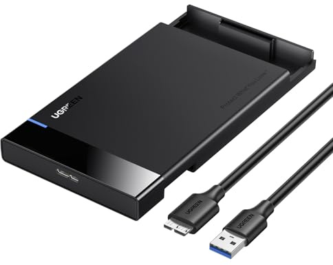 UGREEN Festplattengehäuse 2,5 Zoll Externes Gehäuse für 2.5 Zoll SSD und HDD, UASP unterstützt, werkzeugfreie Montage, USB C3.0 auf SATA III bis zu 5 Gbps SATA Gehäuse mit USB 3.0 Kabel