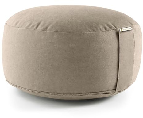 Lotuscrafts® Meditationskissen mit 15 cm Sitzhöhe, Yoga Kissen mit Dinkelfüllung, Yogakissen Rund, Bodenkissen Rund, Yogakissen Meditationskissen, Yogakissen Bezug waschbar, GOTS Zertifiziert