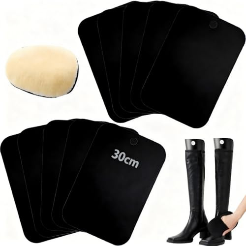 DAOOZHU 10 Stück lang Kunststoff Stiefelspanner (30 cm),Stiefel Schaft Halter, mit Schuhputzhandschuh,wiederverwendbar, Verformungen und hält Stiefel aufrecht