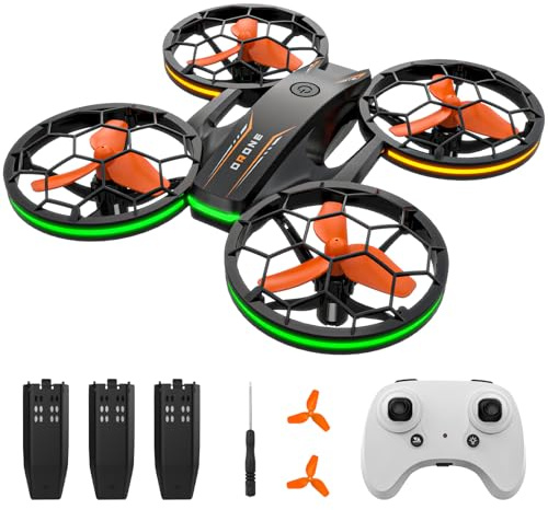 Mini Drohne, RC Drohne - Quadrocopter mit 3 Akkus, Höhenhaltung, Kopflos Modus, 3D Flip und 3 Geschwindigkeitsmodi Drone