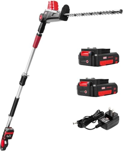 MZK 20V MAX Akku Teleskop-Heckenschere mit 58 cm Schnittlänge, 2.4 m Reichweite, elektrischer Heckenschneider mit Teleskopstiel und Multi-Winkel-Funktion (inkl. 2 Akkus und Ladegerät)
