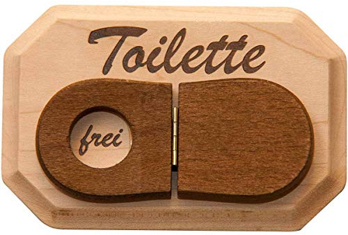 Spruchreif | WC Schild aus Holz | Toilettenschild mit WC-Deckel zum Umklappen | Türschild WC | Toilettenschild Damen und Herren | Türschild Gäste WC | lustige Geschenkidee