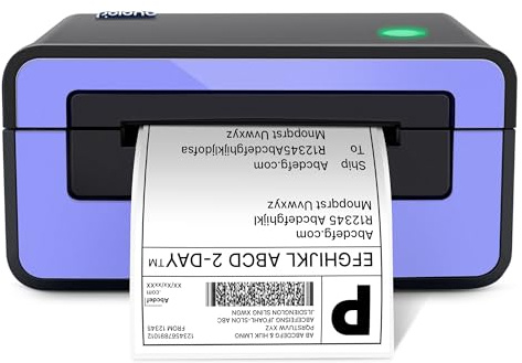 POLONO Etikettendrucker, DHL Thermodrucker Labeldrucker, Label Printer Thermodrucker Desktop Etikettendruck für Amazon, Ebay, Etsy & Shopify, DHL ups USB Mac/PC Count, Lila