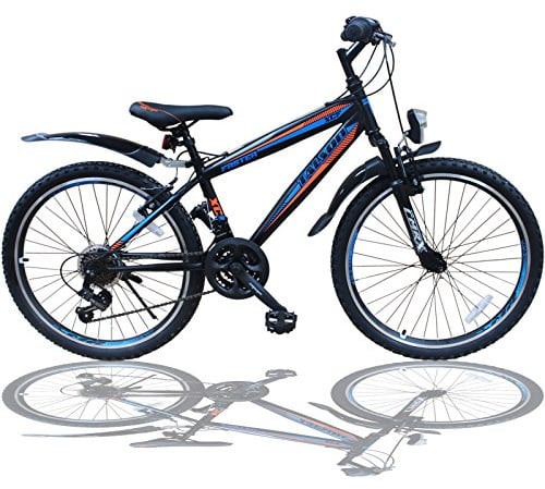 Talson 24 Zoll Mountainbike Fahrrad MIT GABELFEDERUNG & Beleuchtung 21-Gang Shimano Faster BBO