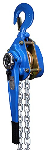 Pallit LEVER-L Hebelzug Kettenzug 3000kg Flaschenzug 1,5 m Kettenlänge Seilwinde strapazierfähige Lastbreme Handseilwinde mit Freilauffunktion Blau