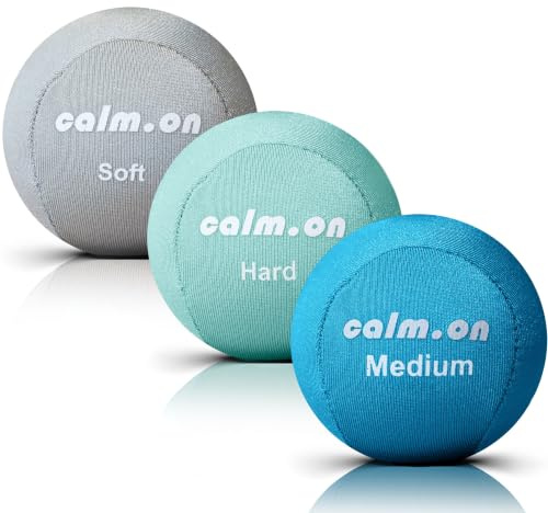 Calm.on® Antistressball Set für Erwachsene | Handtrainer für Therapie & Griffkraft | Knetball Set in 3 Stärken inkl. 12 Übungen gegen Stress.