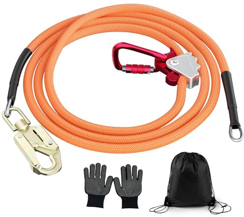 GJCrafts Flip Line Kits mit Stahlseilkern, Stahlseil-Lanyard mit Dreifach-Verschluss-Karabiner, verstellbares Lanyard-Baumkletterseil für Baumkletterer, Baumpfleger, Absturzsicherung (12 * 3.6(2))