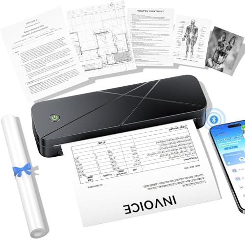 TATTMUSE Thermodrucker A4, Mobiler Drucker a4 Für Unterwegs, Tragbarer Drucker für Phone, Laptop, Unterstützt Thermopapier