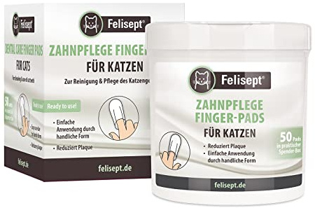 Felisept Zahnpflege Finger-Pads für Katzen 50 Stück - Fingerlinge für effektive Katzen Zahnpflege, Mundhygiene & frischen Atem, Reduziert Plaque, Zahnreiniger Katze