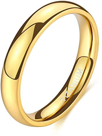Zakk Ring Damen Herren 2mm 4mm 6mm Titan Poliert Schmal Ringe Verlobungsringe Ehering Hochzeitsringe (Gold-4mm, 53 (16.9))