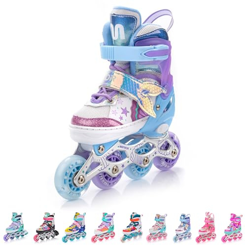 meteor verstellbare 4‑in‑1 Kinder Inline-Skates – Rollschuhe Inliner Schlittschuhe – ABEC‑7 PU‑Räder Aluminiumrahmen – Größen XS 25‑28 S 30‑33 M 34‑37