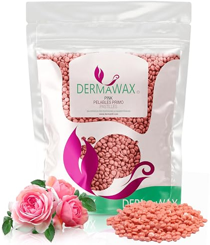 Dermawax 1 kg Pink Rose Wachsperlen – Heißwachs ohne Vliesstreifen für Haarentfernung – Sanft zu empfindlicher Haut – Gesicht, Bikini & Intimbereich – Made in Italy