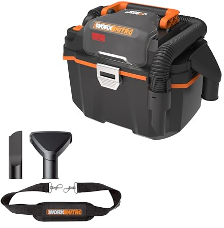 WORX WX031.9 Akku Nass-/Trockensauger 20V, ohne Akku und Ladegerät | Mobil und handlich, bis zu 16 kpa Saugkraft, Luftstrom 1,1 m³/min, mit Fugendüse und Breitstrahldüse