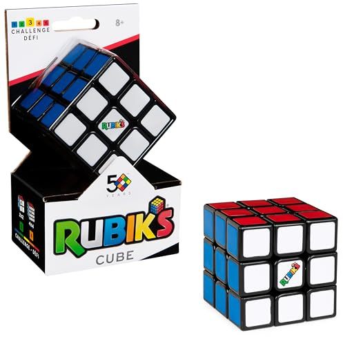 Rubik's - 3x3 Zauberwürfel, original klassischer Cube für Logik-Akrobaten ab 8 Jahren, verbesserter Mechanismus, leichtgängiges Handling, leuchtende Farben, geeignet zum Spielen unterwegs