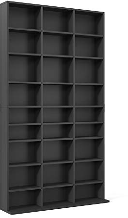 Vicco Cd-Regal Jukebox, Schwarz, 102 x 178 cm | zur stehenden und wandmontierbaren Medienaufbewahrung