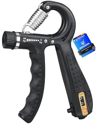 GRIFEMA Handtrainer, Unterarmtrainer mit Integrierter Zählfunktion, Einstellbarer Widerstand 5-60kg, Grip Griffkraft Trainer, Unterarm Trainingsgerät, Rutschfester Griff, Schwarz