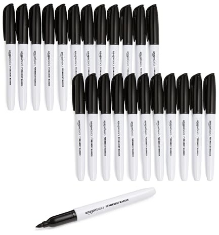 Amazon Basics Permanentmarker, Packung mit 24 Stück (1er-Packung), Schwarz
