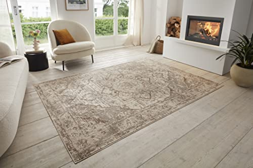 Hanse Home Sand Vintage Teppich – Orientalischer Kurzflor Wohnzimmerteppich Weicher Orient-Teppich Läufer für Schlafzimmer, Esszimmer, Wohnzimmer, Flur, Küche – Creme Braun, 160x235cm