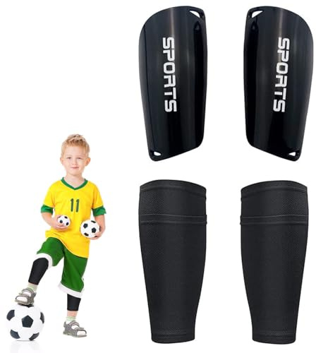 Schienbeinschoner Set,Schienbeinschoner Kinder Fussball,Jugendliche Fußball Shin Guards,Stutzen Kinder Fußball mit Anti-Rutsch Ärmel,Langlebige Schutz Socken Set für Jahre 3-8 Jungen y Mädchen