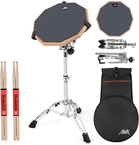 Drum Practice Pad Set AKLOT 12" Kieselgel Übungspad mit Snare Ständer Rucksack Drumsticks für erwachsene Kinder