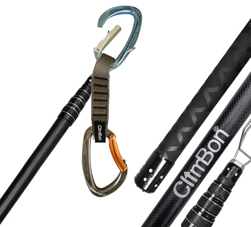 CLIMBON Lead Clip Tool, 214cm/274cm Zwei einstellbare Längen, Edelstahl-Clipkopf mit Sicherheitsverriegelung, zum Einhängen von Expressschlingen und Seilen beim Projektieren (LCT- 02)
