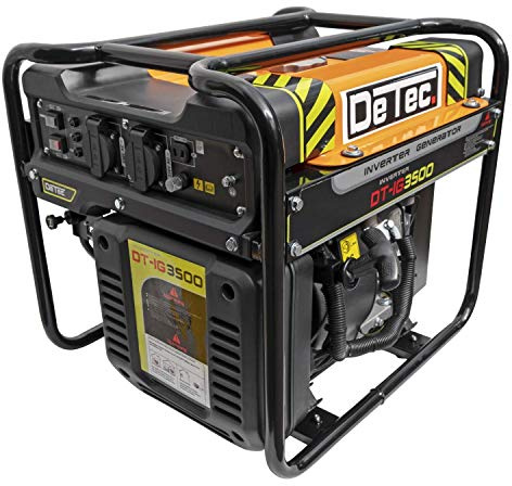 DeTec. Inverter Stromerzeuger 3,5 kW - Benzin Stromgenerator 230V + 12V | Backup Notstromaggregat leise und sparsam | Digital-Inverter Generator