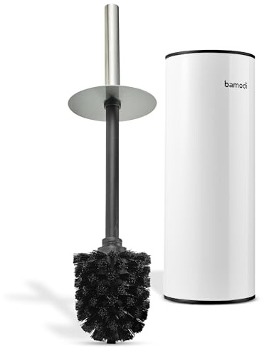 Bamodi Toilettenbürstenhalter - Edelstahl, Langlebig, Hygienisch, Effiziente Reinigung, Elegantes Design, Spritzschutz, Austauschbarer Kopf, Badezimmer Accessoires Set