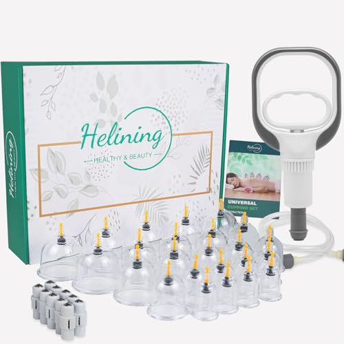 24 Stück Schröpfgläser mit Vakuumpumpe,Schröpfsets für Entspannen Muskeln | Cupping Set für Gesicht und Körper, Schröpfen zur Gegen Spannung, Schröpfglas mit Akupressurpunkt Magneten, Physiotherapie