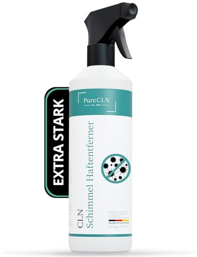 PureCLN Anti-Schimmel Spray 500ml, mit Hafteffekt & Aktivchlor – Extra starker Schimmelentferner für Tapete, Holz, Bad & Silikon – Schimmelspray gegen Stockflecken mit Sofortwirkung - Made in Germany