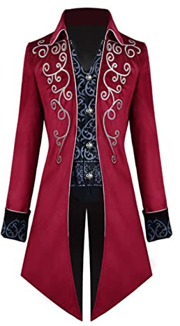 Herren Vintage viktorianischen Gothic Frack Mittelalter Jacke für Halloween | Herren Gothic Steampunk Vintage Tailcoat Viking Renaissance Jacke für Halloween Ostern Maskerade Tanzparty Cosplay Party